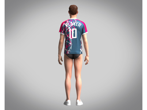Mens Soccer Blue and Red Magenta Jersey Player-10 Model 3D