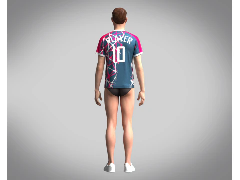 Mens Soccer Blue and Red Magenta Jersey Player-10 3D Model