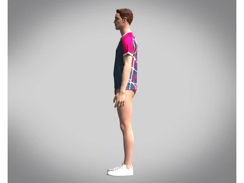 Mens Soccer Blue and Red Magenta Jersey Player-10 3D Model