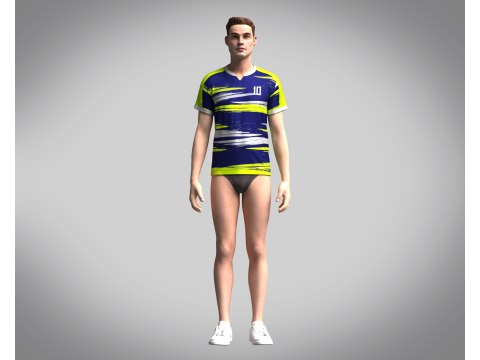 Mens Soccer Neon Color Jersey Player-10 3D मॉडल