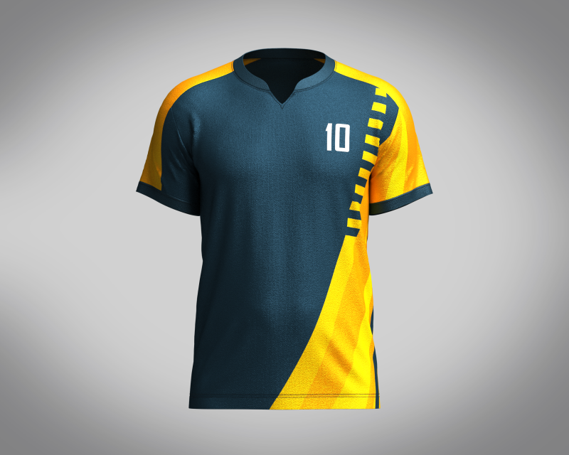 Mens Soccer Dark Blue and Yellow Jersey Player-10 3D Model .c4d .max .obj .3ds .fbx .stl .blend 