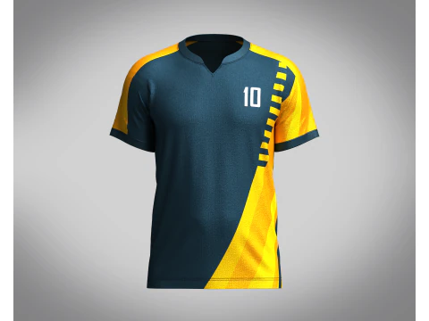남성용 축구 진한 파란색 및 노란색 저지 Player-10 3D 모델