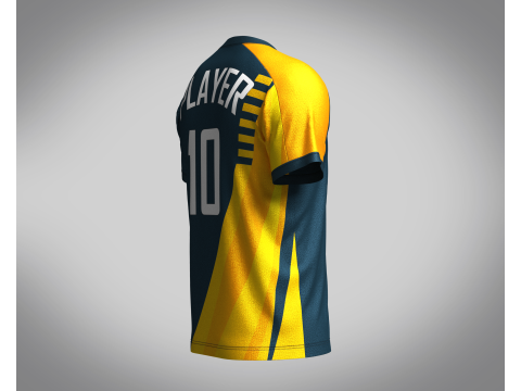 Mens Soccer Dark Blue and Yellow Jersey Player-10 3D Model