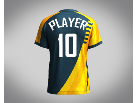 Mens Soccer Dark Blue and Yellow Jersey Player-10 3D Model