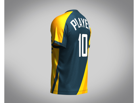 Mens Soccer Dark Blue and Yellow Jersey Player-10 3D Model