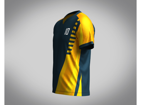 Mens Soccer Dark Blue and Yellow Jersey Player-10 3D Model