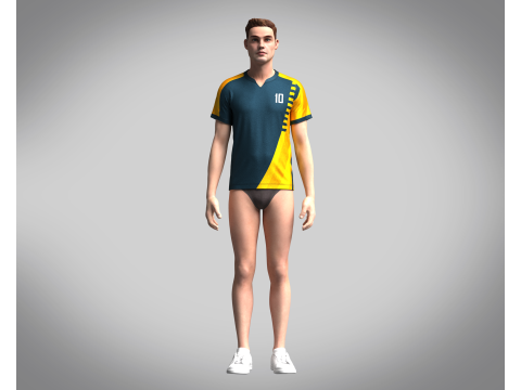 Mens Soccer Dark Blue and Yellow Jersey Player-10 3D Model