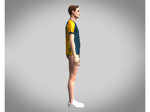 Mens Soccer Dark Blue and Yellow Jersey Player-10 3D Model
