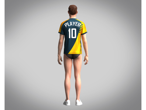 Mens Soccer Dark Blue and Yellow Jersey Player-10 3D Model