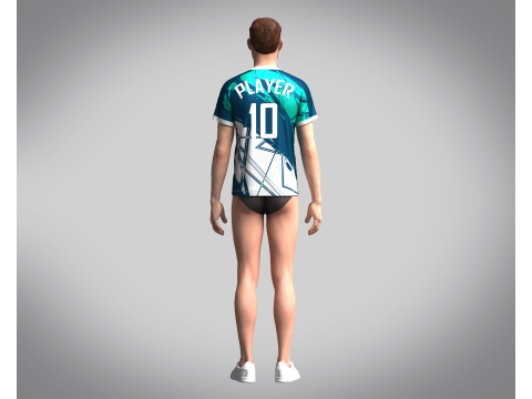 Mens Soccer Teaques Blue With White Jersey Player-10 3D मॉडल