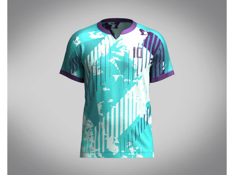 남성용 축구 단색 블루 화이트 저지 플레이어-10 3D 모델