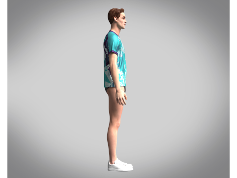 Mens Soccer Monochromatic Blue With White Jersey Player-10 3D 模型