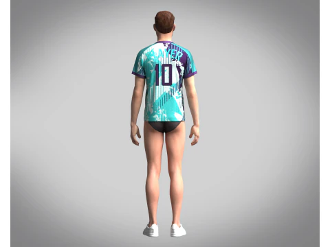 Mens Soccer Monochromatic Blue With White Jersey Player-10 3D Model