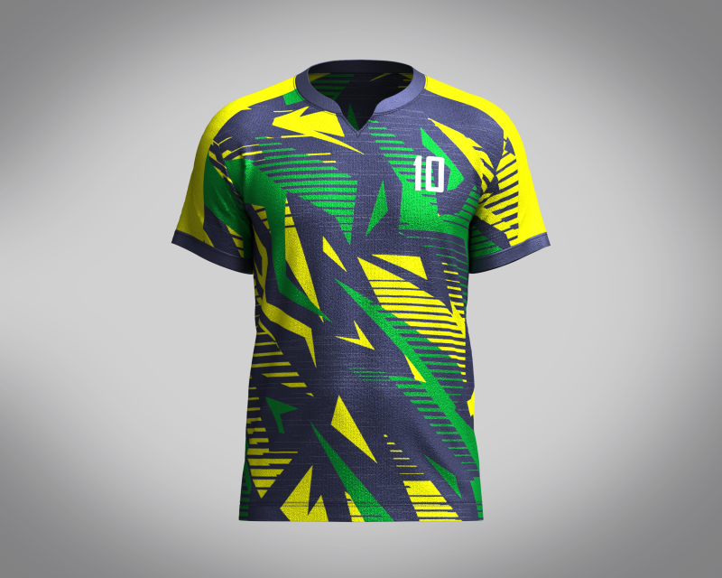 Mens Soccer Green yellow and Blue Jersey Player-10 3D 모델 .c4d .max .obj .3ds .fbx .stl .blend 