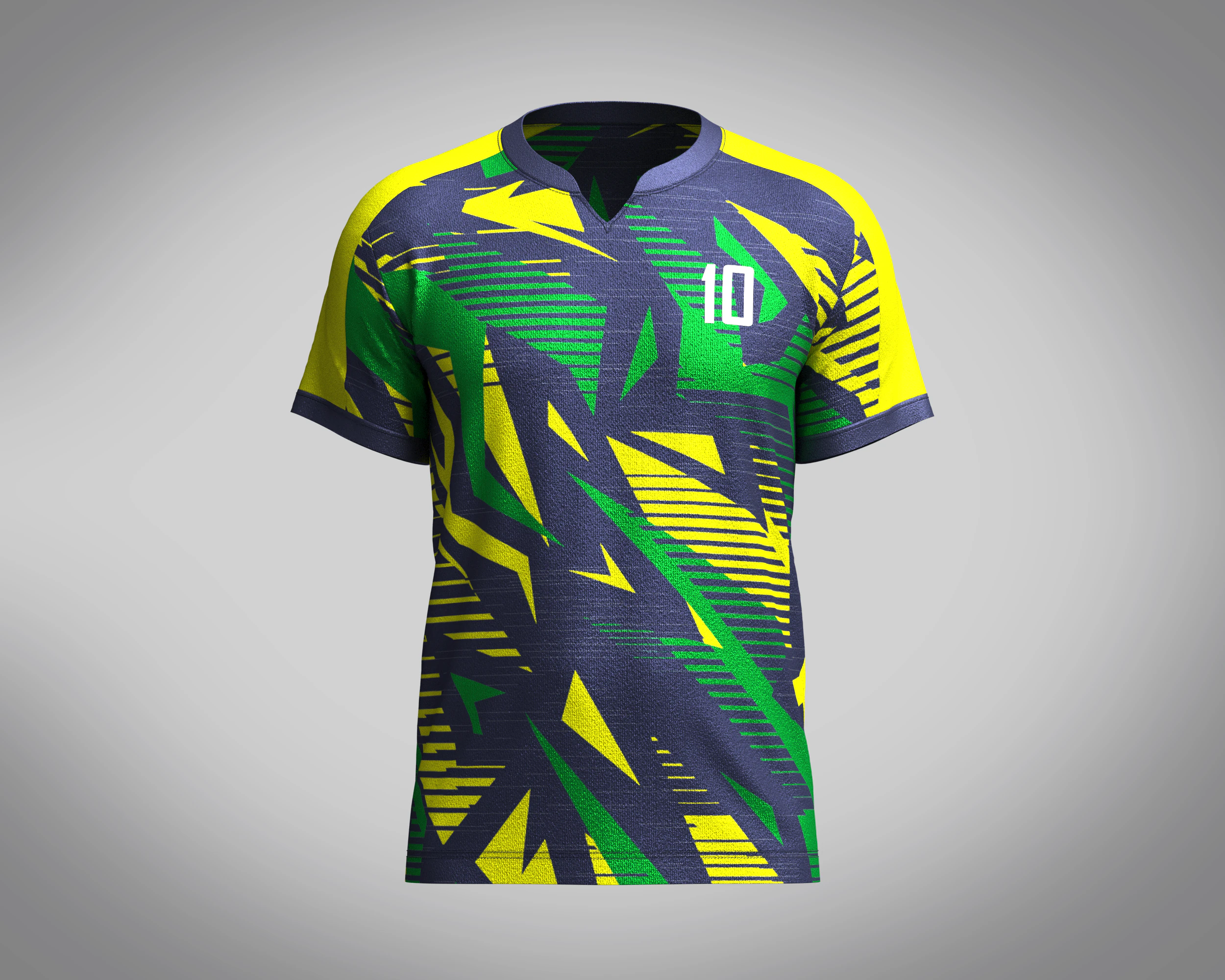 Mens Soccer Green yellow and Blue Jersey Player-10 3D Model .c4d .max .obj .3ds .fbx .stl .blend 