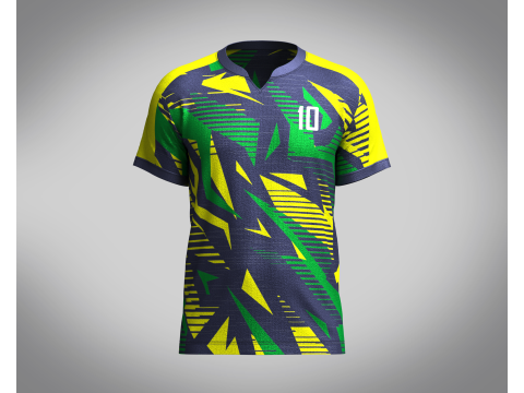 Mens Soccer Green yellow and Blue Jersey Player-10 3Dモデル
