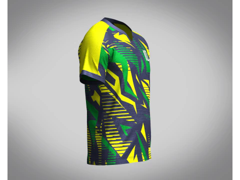 Mens Soccer Green yellow and Blue Jersey Player-10 3D Model