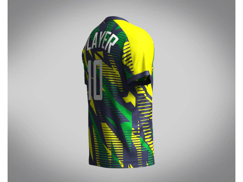 Mens Soccer Green yellow and Blue Jersey Player-10 3D Model