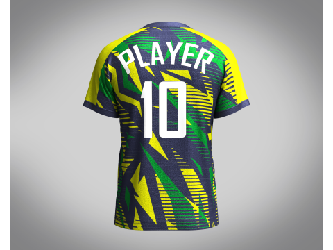 Mens Soccer Green yellow and Blue Jersey Player-10 3D 모델