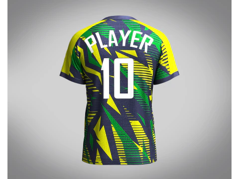 Mens Soccer Green yellow and Blue Jersey Player-10 3D Model