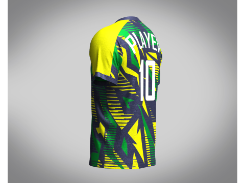 Mens Soccer Green yellow and Blue Jersey Player-10 3D 모델