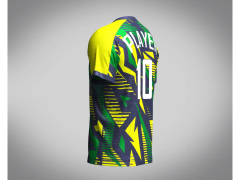 Mens Soccer Green yellow and Blue Jersey Player-10 3D Model