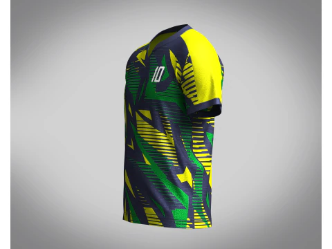 Mens Soccer Green yellow and Blue Jersey Player-10 3D Model