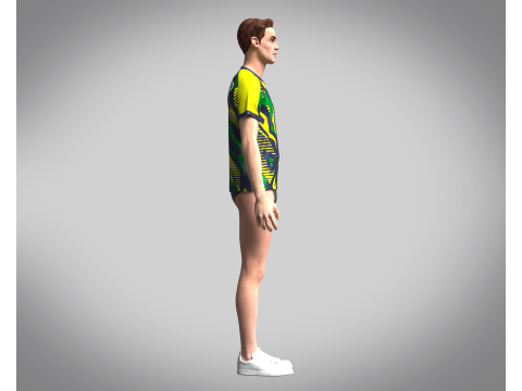 Mens Soccer Green yellow and Blue Jersey Player-10 3D 모델