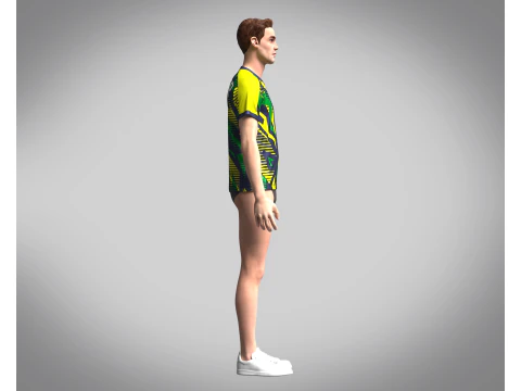 Mens Soccer Green yellow and Blue Jersey Player-10 3D Model