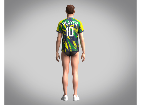 Mens Soccer Green yellow and Blue Jersey Player-10 3D 모델