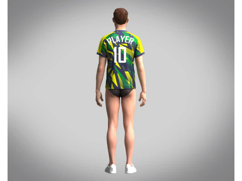 Mens Soccer Green yellow and Blue Jersey Player-10 3D Model