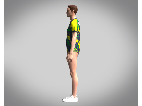Mens Soccer Green yellow and Blue Jersey Player-10 3D 모델