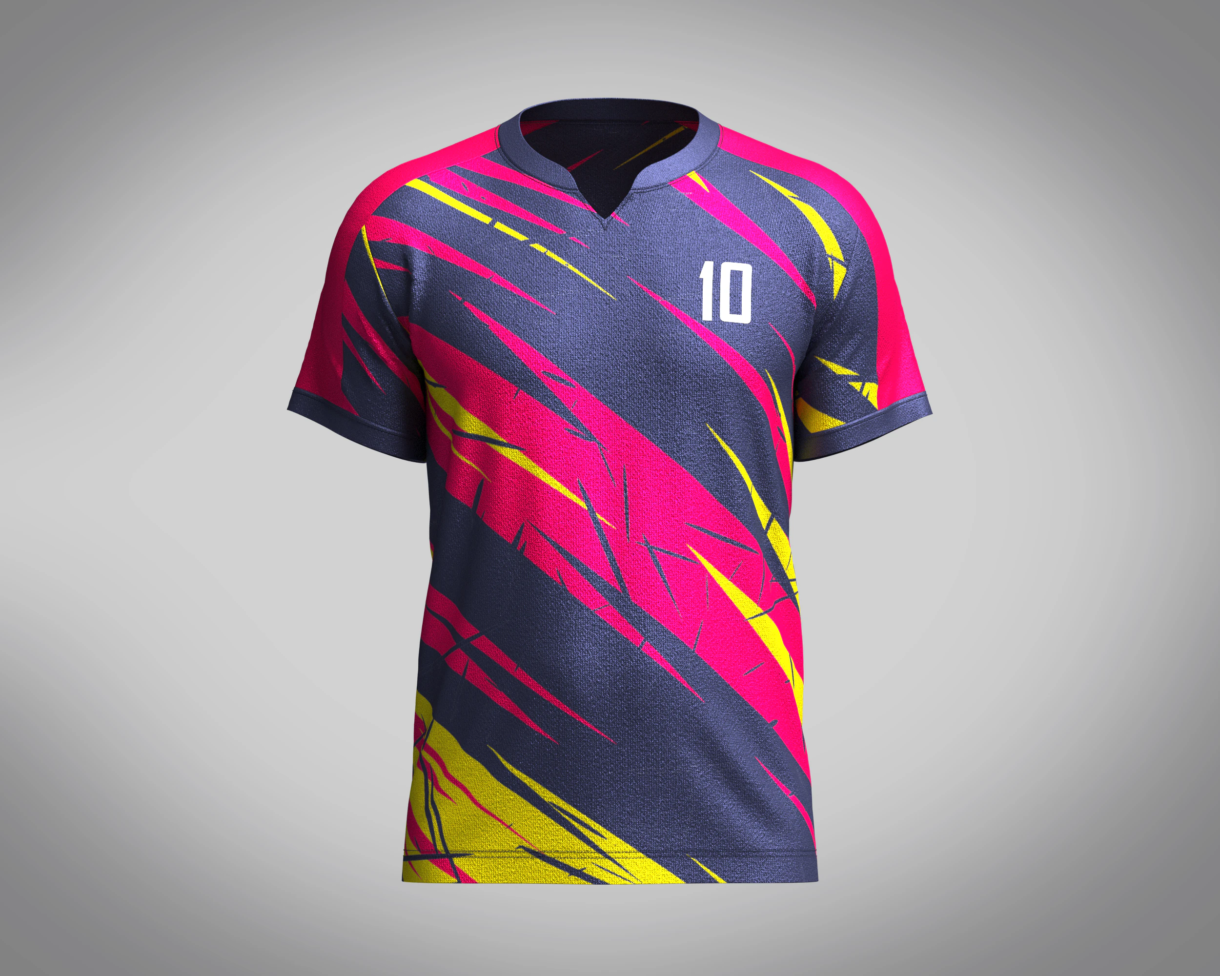 Mens Soccer Red Magenta and Yellow Jersey Player-10 3D Model .c4d .max .obj .3ds .fbx .stl .blend 