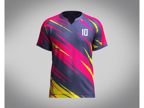 Mens Soccer Red Magenta and Yellow Jersey Player-10 3Dモデル