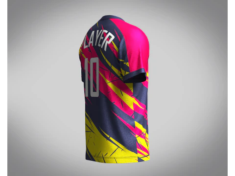 Mens Soccer Red Magenta and Yellow Jersey Player-10 3D Model