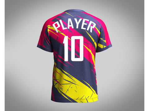 Mens Soccer Red Magenta and Yellow Jersey Player-10 Model 3D