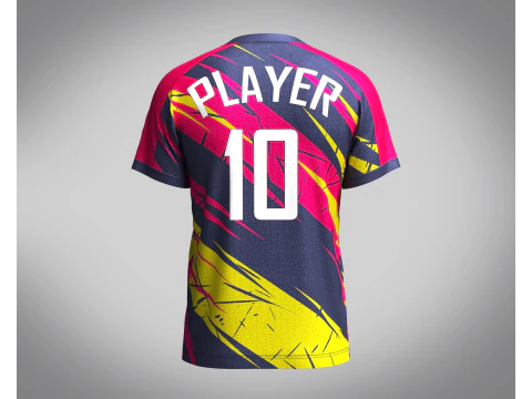 Mens Soccer Red Magenta and Yellow Jersey Player-10 3D Model