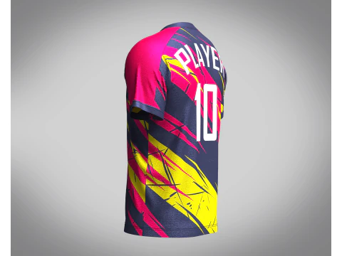 Mens Soccer Red Magenta and Yellow Jersey Player-10 3D Model