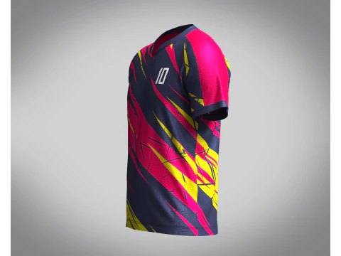 Mens Soccer Red Magenta and Yellow Jersey Player-10 3D Model