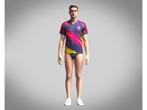 Mens Soccer Red Magenta and Yellow Jersey Player-10 Model 3D