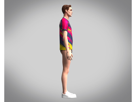 Mens Soccer Red Magenta and Yellow Jersey Player-10 Model 3D