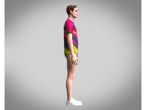 Mens Soccer Red Magenta and Yellow Jersey Player-10 3D Model