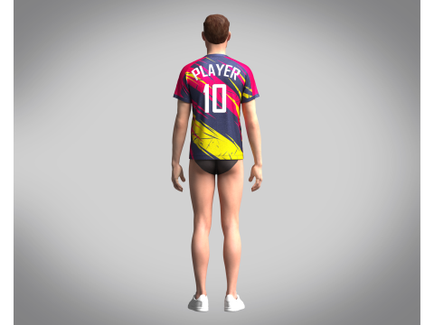 Mens Soccer Red Magenta and Yellow Jersey Player-10 Model 3D