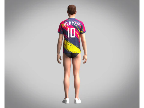Mens Soccer Red Magenta and Yellow Jersey Player-10 3D Model