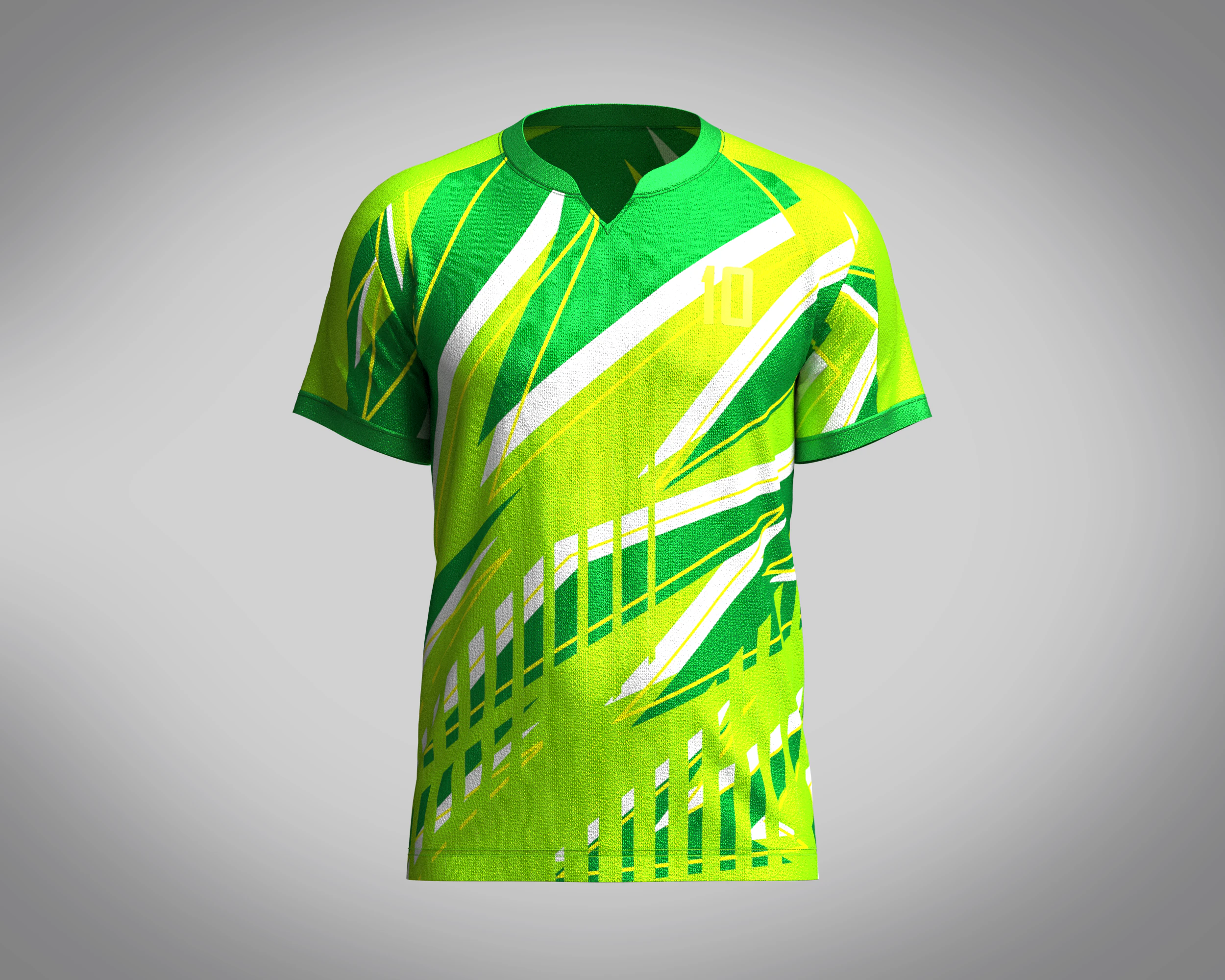 Mens Soccer Monochromatic Green Jersey Player-10 3D Model .c4d .max .obj .3ds .fbx .stl .blend 