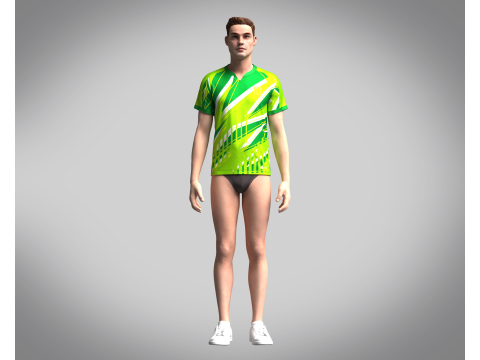 Mens Soccer Monochromatic Green Jersey Player-10 3D Model