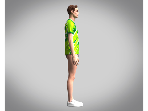 Mens Soccer Monochromatic Green Jersey Player-10 3D Model