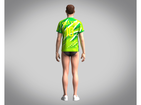 Mens Soccer Monochromatic Green Jersey Player-10 3D Model