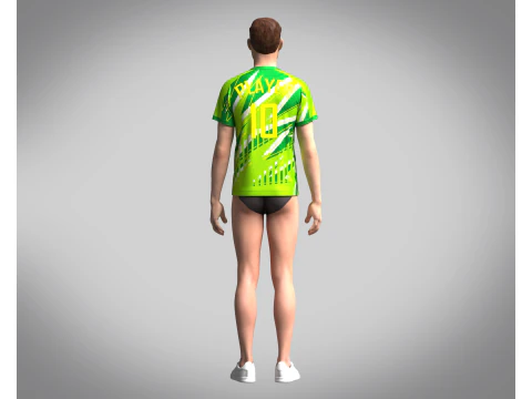 Mens Soccer Monochromatic Green Jersey Player-10 3D Model