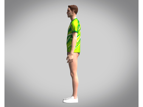Mens Soccer Monochromatic Green Jersey Player-10 3D Model